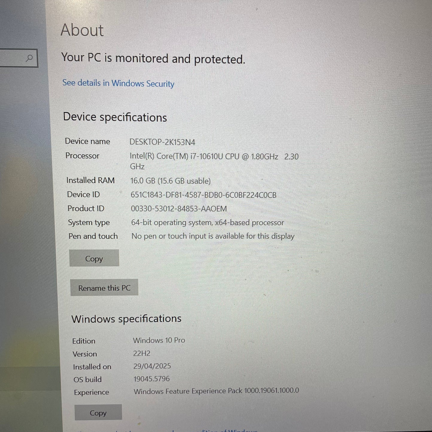 Dell Latitude 5510 Laptop, 16GB RAM, i7 10th Gen, 128GB SSD