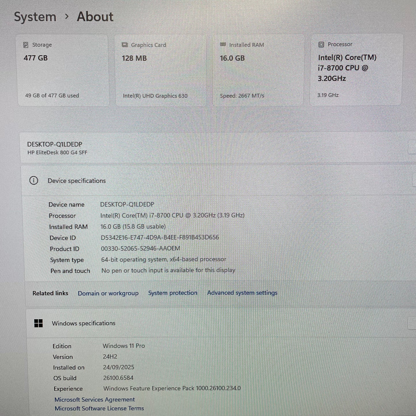 HP EliteDesk 800 G4 SFF Desktop PC, 16GB RAM, i7 8th Gen, 512GB SSD
