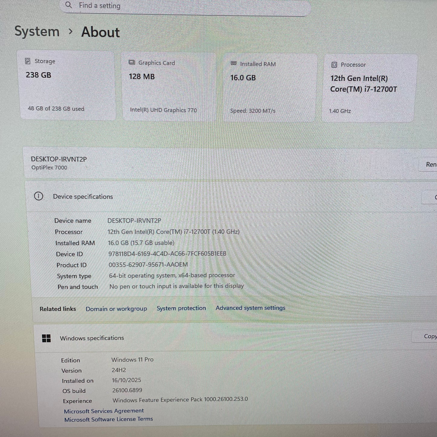 Dell Optiplex 7000 Micro Desktop PC, 16GB RAM, i7 12th Gen, 256GB SSD