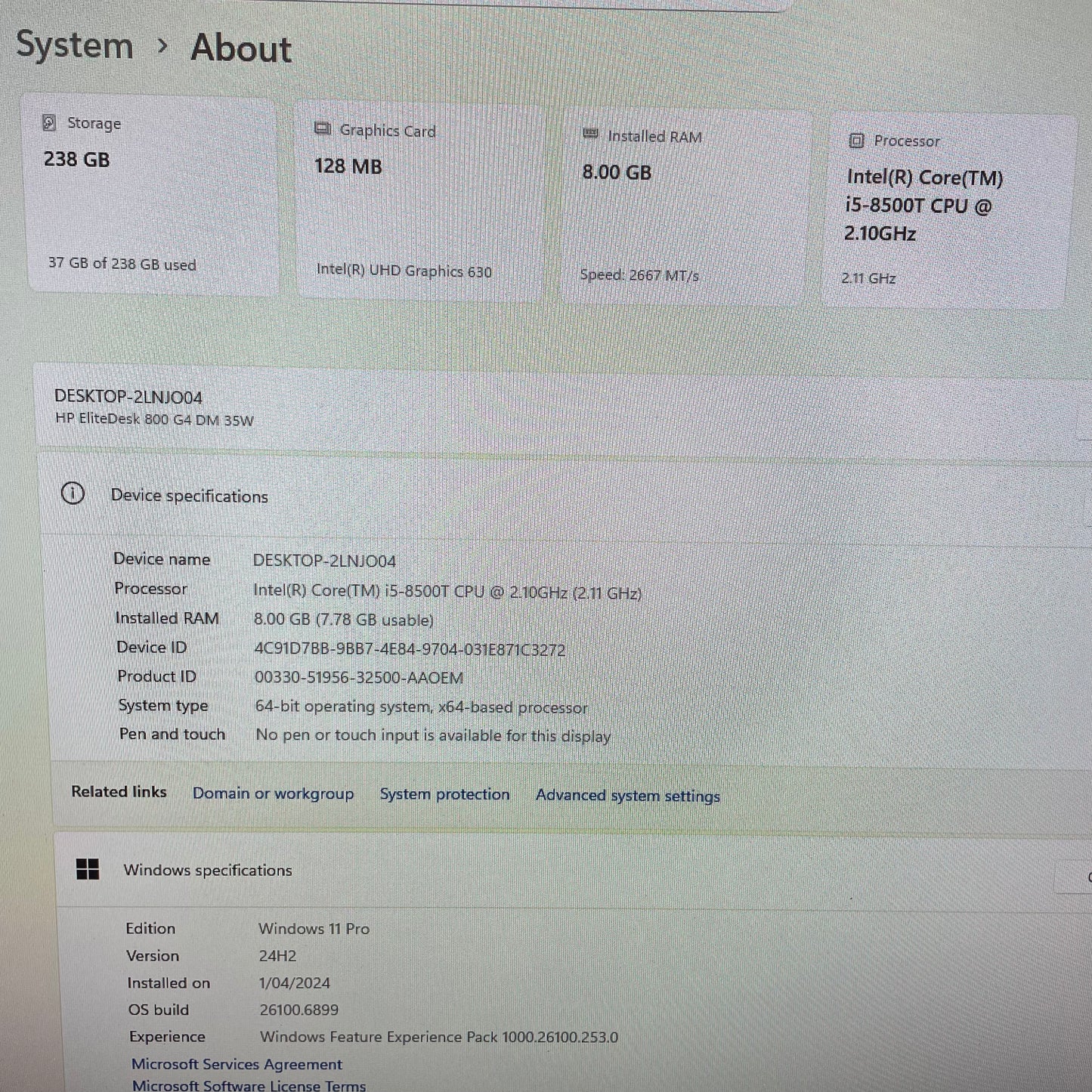 HP EliteDesk 800 G4 35W DM Mini Desktop PC, 8GB RAM, i5 8th Gen, 256GB SSD