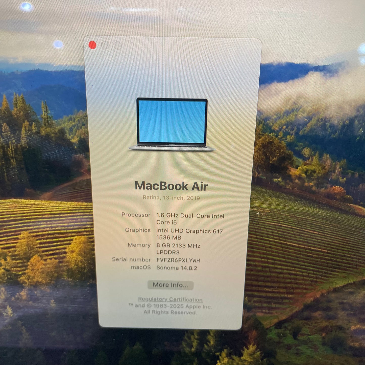 Apple MacBook Pro 13" A1932 Laptop, 8GB RAM, i5 8th Gen, 256GB SSD