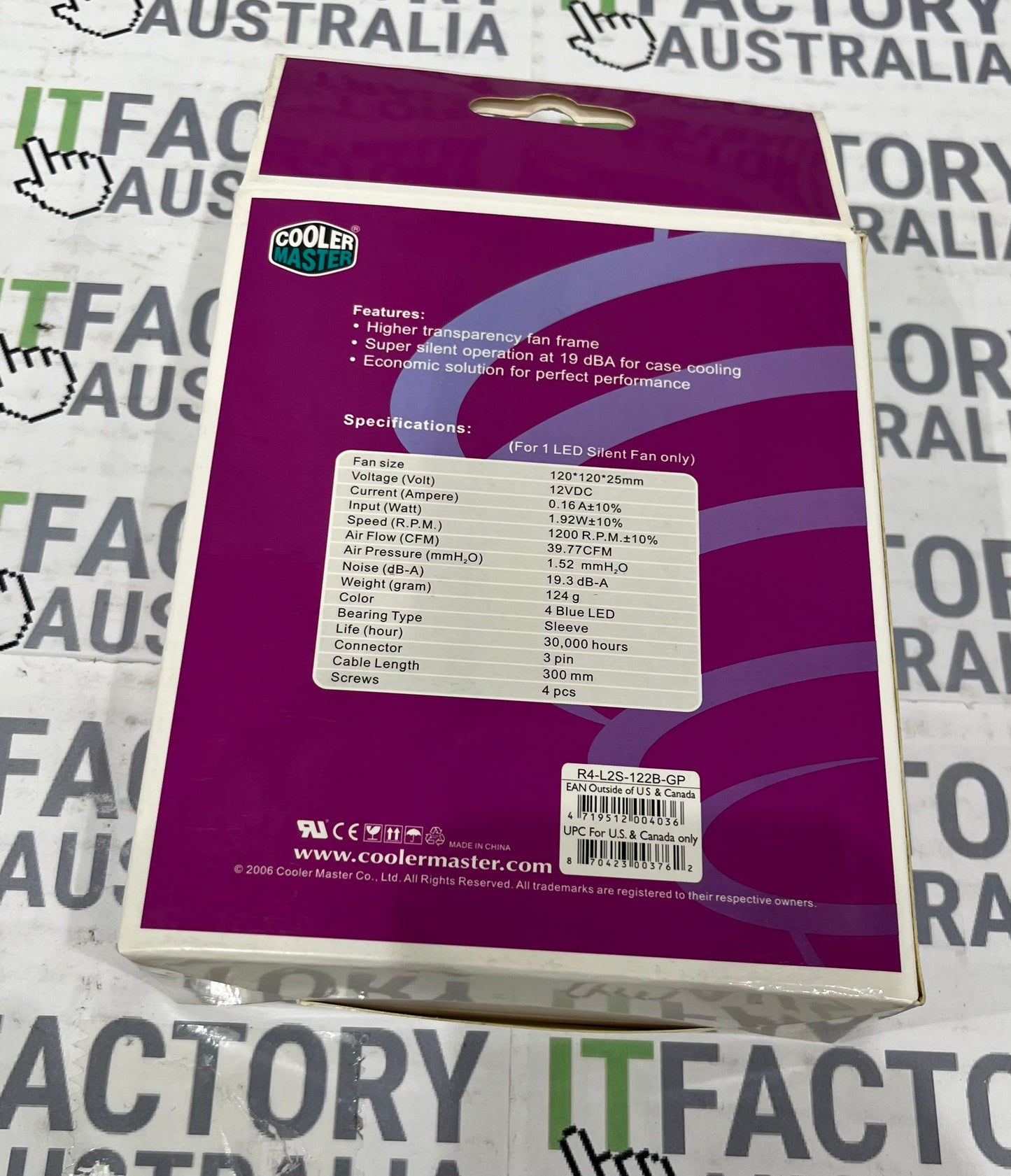 Coolermaster Blue LED Silent Case Fan 1200rpm 19.3 dBA