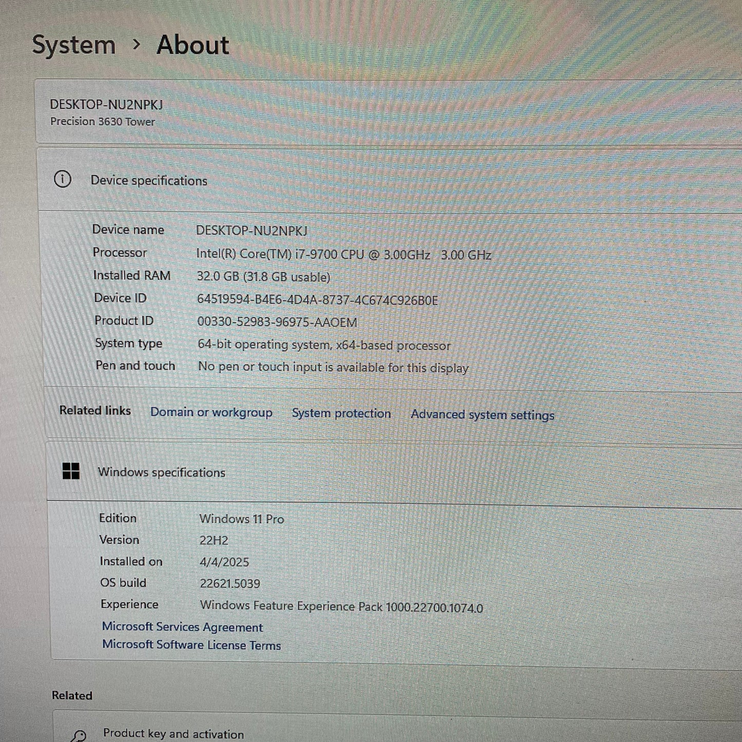 Dell Precision 3630 Tower Desktop PC, 32GB RAM, i7 9th Gen, 512GB SSD