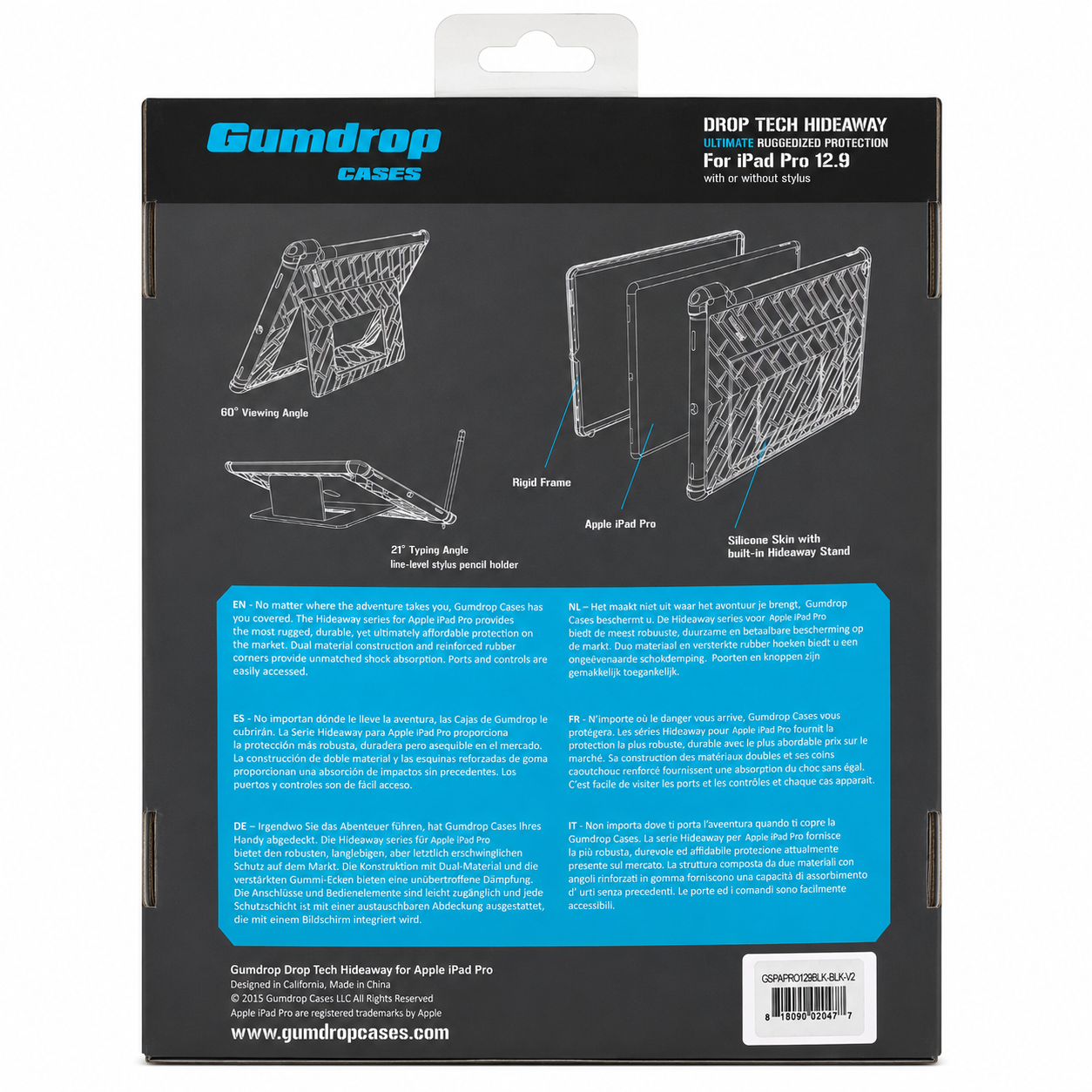 Gumdrop HideAway Series 12.9" Case for iPad Pro (3rd-6th Gen) - Brand New