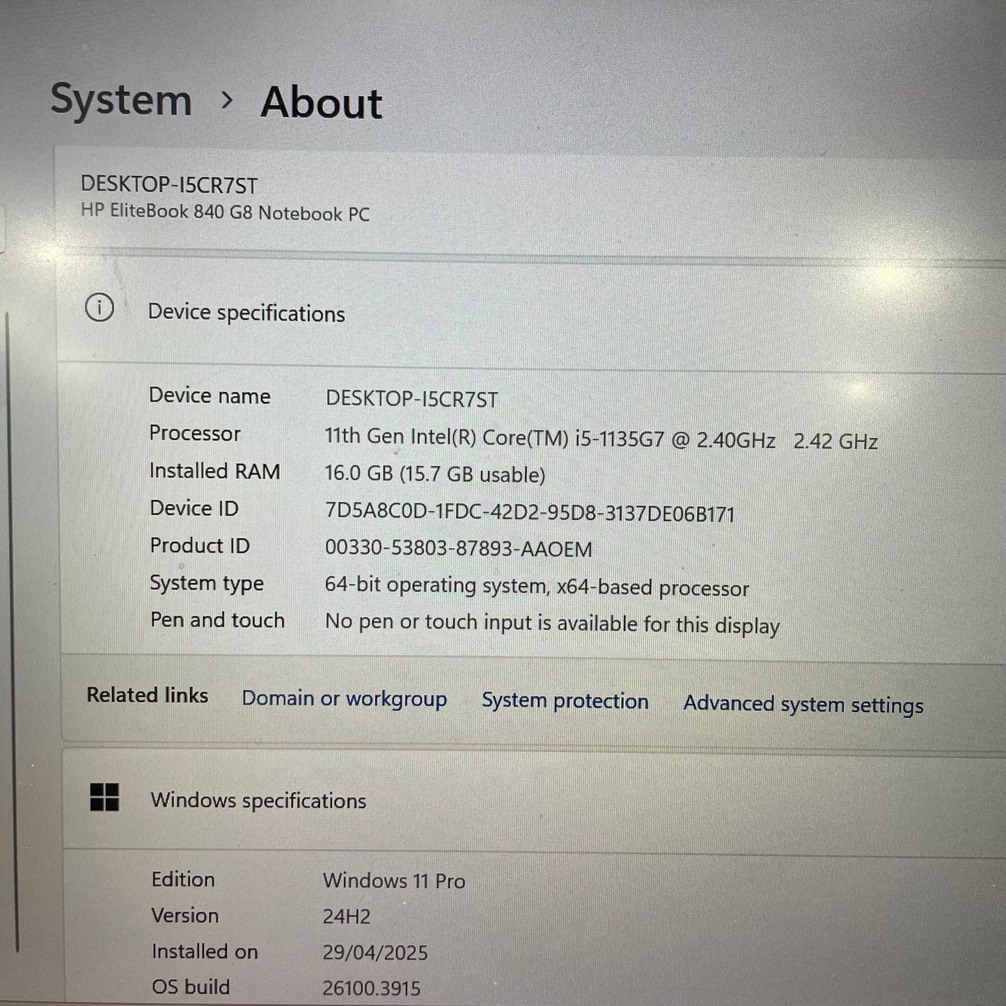 HP EliteBook 840 G8 14" Notebook PC, 16GB RAM, i5 11th Gen, 256GB SSD