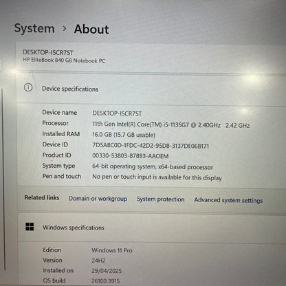 HP EliteBook 840 G8 14" Notebook PC, 16GB RAM, i5 11th Gen, 256GB SSD