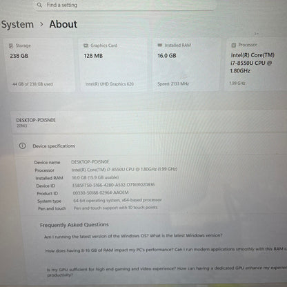 Lenovo Miix 520-12IKB 12.2" 2-in-1 Laptop, 16GB RAM, i7 8th Gen, 256GB SSD