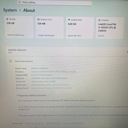 Lenovo V14-IIL 14" Laptop, 8GB RAM, i5 10th Gen, 256GB SSD