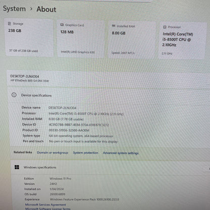 HP EliteDesk 800 G4 35W DM Mini Desktop PC, 8GB RAM, i5 8th Gen, 256GB SSD