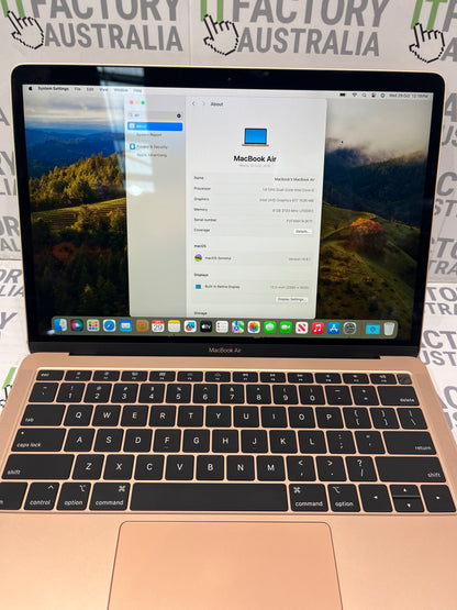 MacBook Air A1932 13" Laptop, 8GB RAM, i5 8th Gen, 128GB SSD