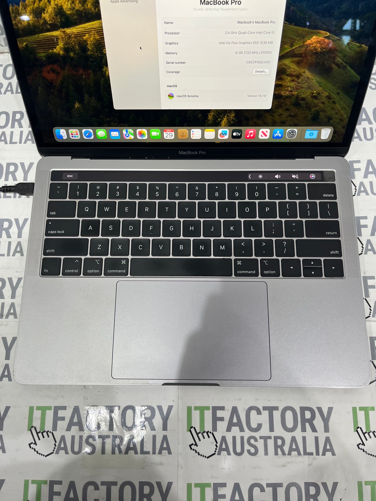 MacBook Pro A1989 13" Laptop, 8GB RAM, i5 8th Gen, 256GB SSD