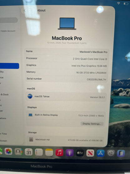 Apple MacBook Pro 13" A2251 Laptop, 16GB RAM, i5 10th Gen, 512GB SSD