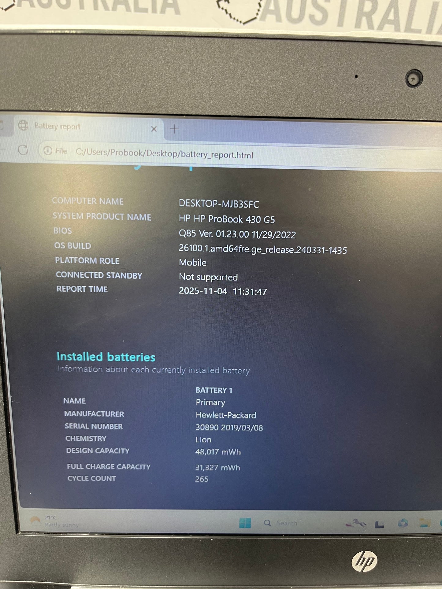 HP ProBook 430 G5 13.3" Laptop, 8GB RAM, i7 8th Gen, 256GB SSD