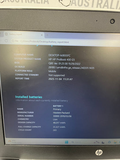 HP ProBook 430 G5 13.3" Laptop, 8GB RAM, i7 8th Gen, 256GB SSD