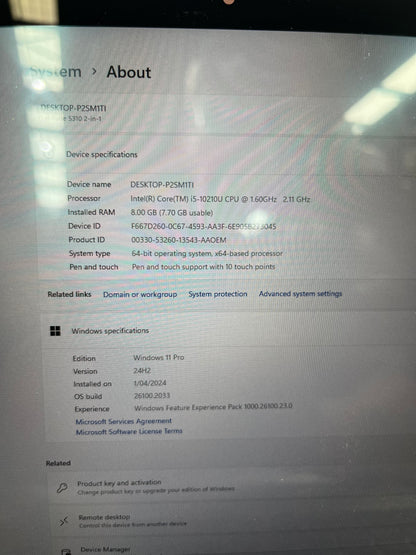 Dell Latitude 5310 14" 2-in-1 Laptop, 8GB RAM, i5 10th Gen, 256GB SSD