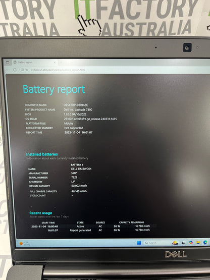 Dell Latitude 7390 13.3" Laptop, 8GB RAM, i7 8th Gen, 256GB SSD