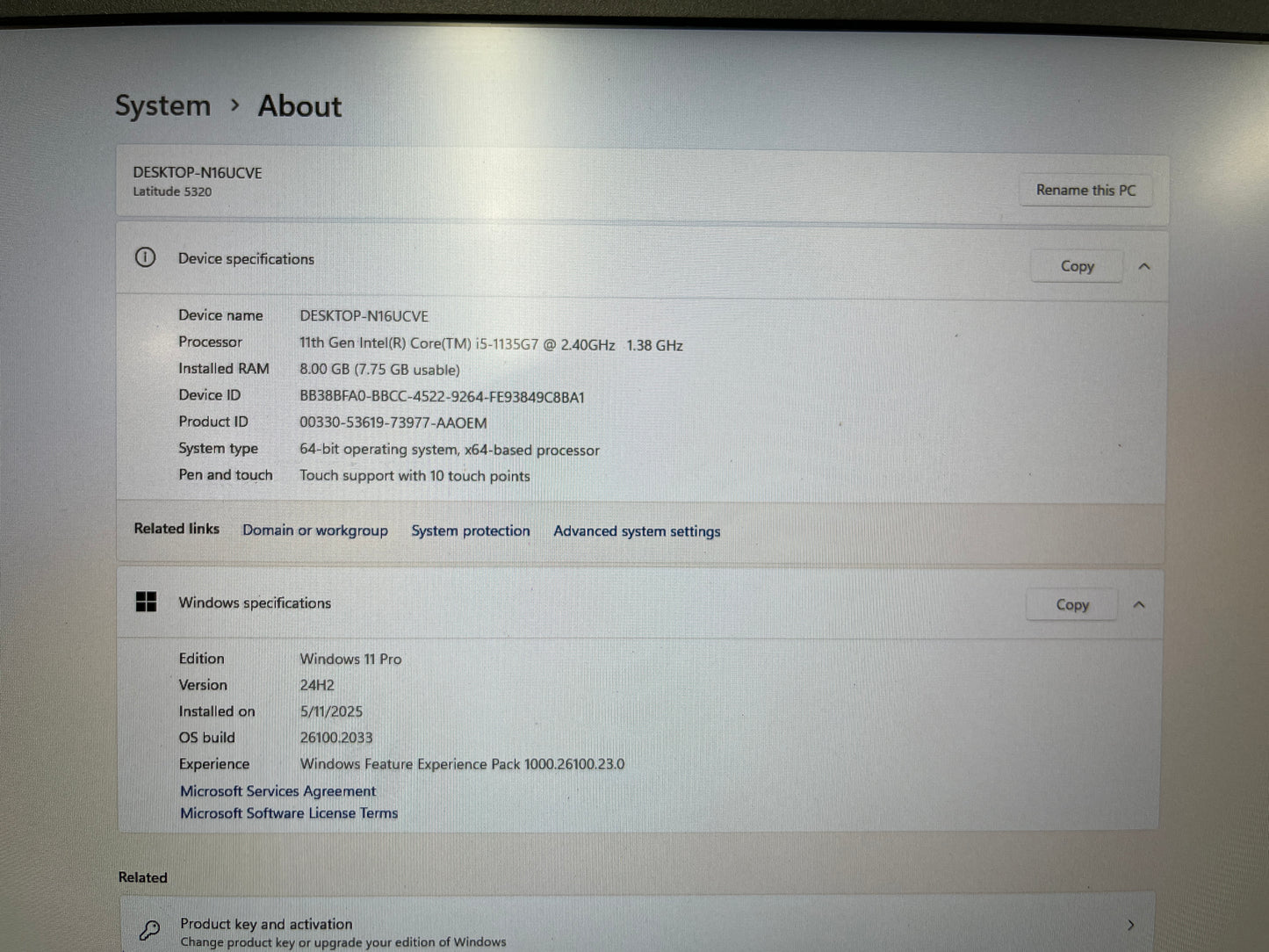 Dell Latitude 5320 14" Touchscreen Laptop, 8GB RAM, i5 11th Gen, 256GB SSD