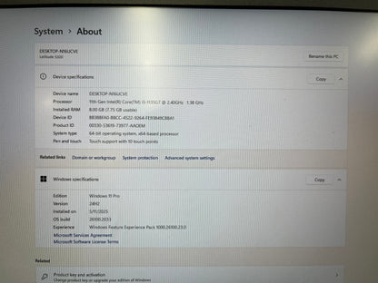 Dell Latitude 5320 14" Touchscreen Laptop, 8GB RAM, i5 11th Gen, 256GB SSD