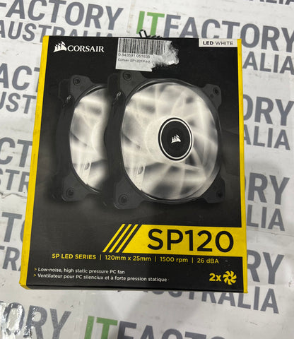 Corsair SP120 SP LED Series LED White 120mmx25mm 1500rpm 26 dBA (Pack of 2)