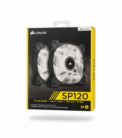 Corsair SP120 SP LED Series LED White 120mmx25mm 1500rpm 26 dBA (Pack of 2)
