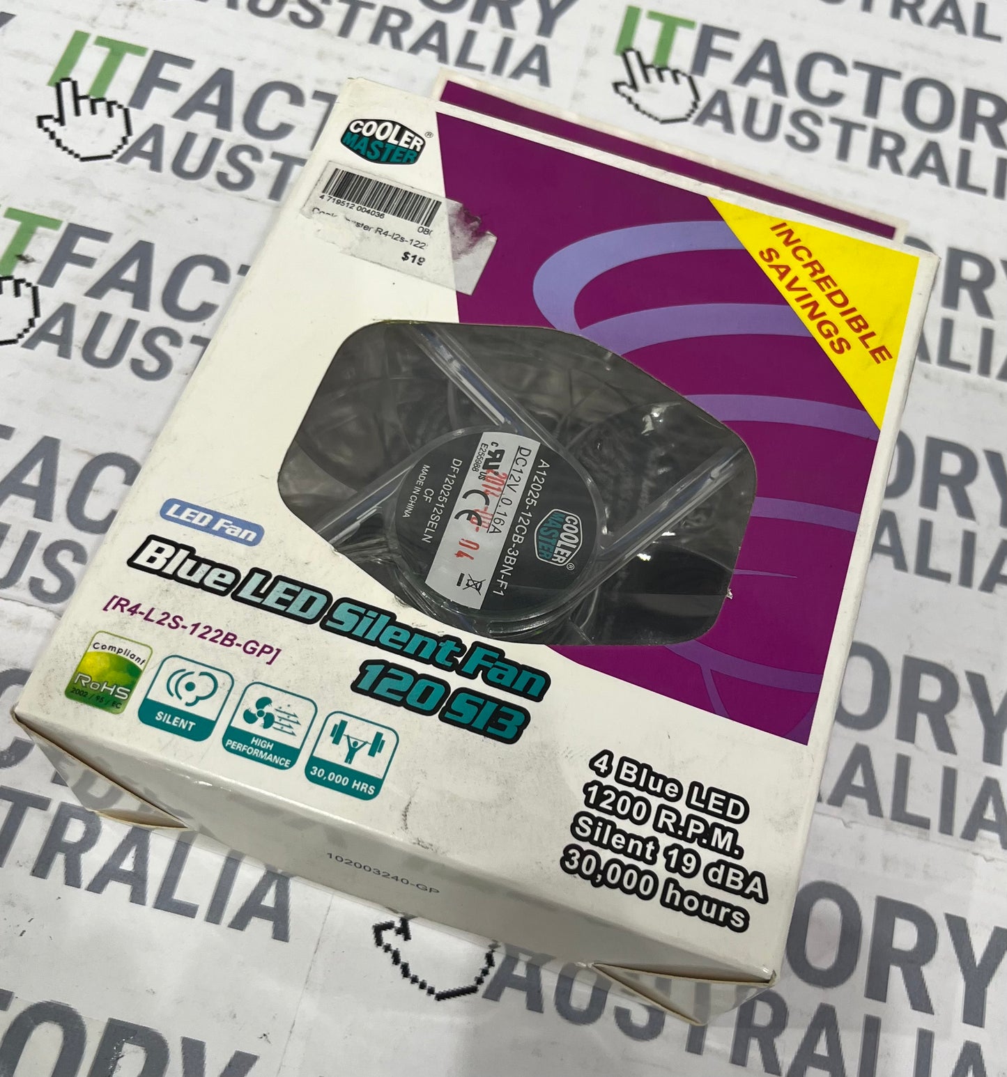 Coolermaster Blue LED Silent Case Fan 1200rpm 19.3 dBA