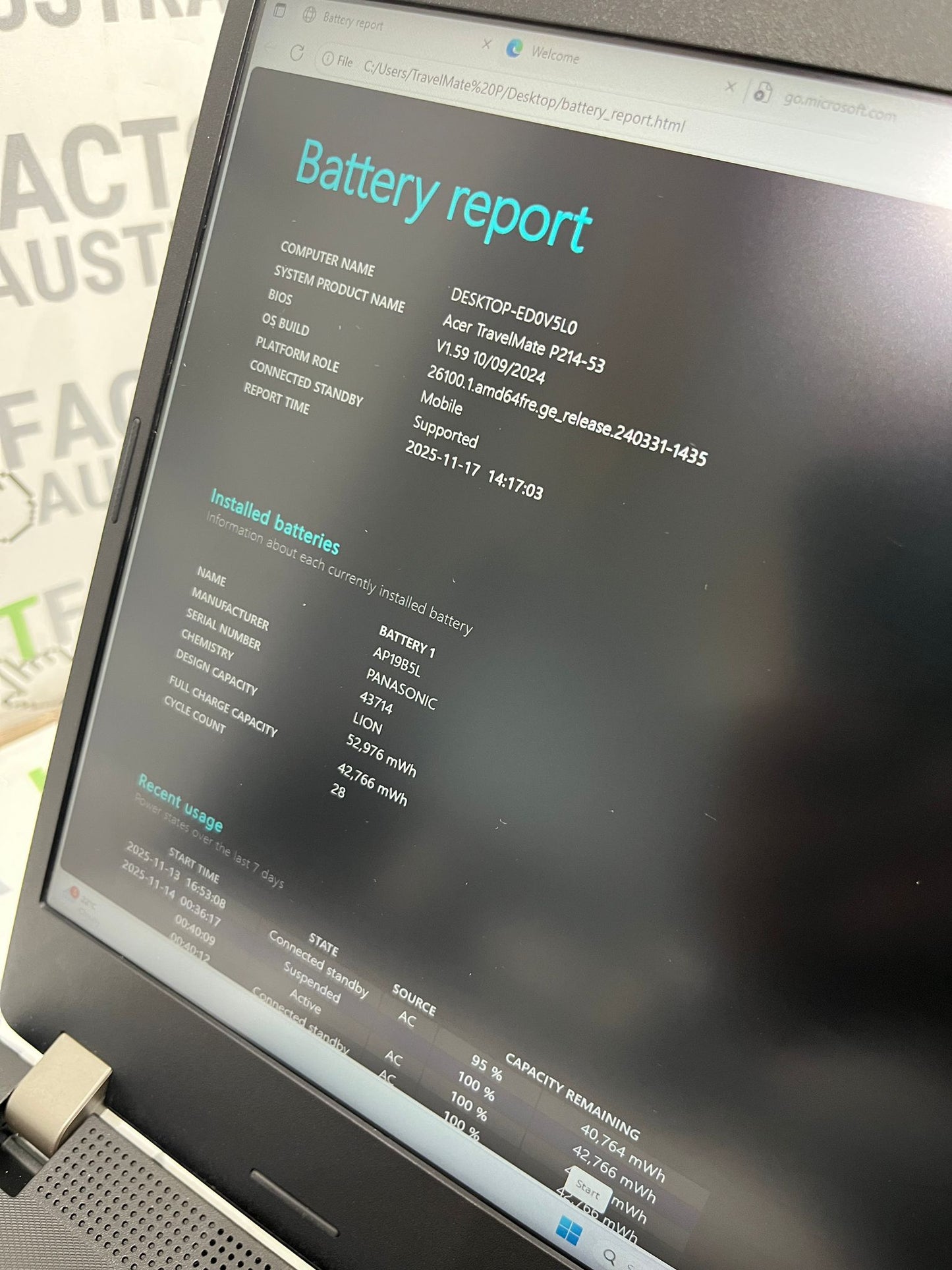 Acer TravelMate P214-53 14", 8GB RAM, i5 11th Gen, 256GB SSD Win 11