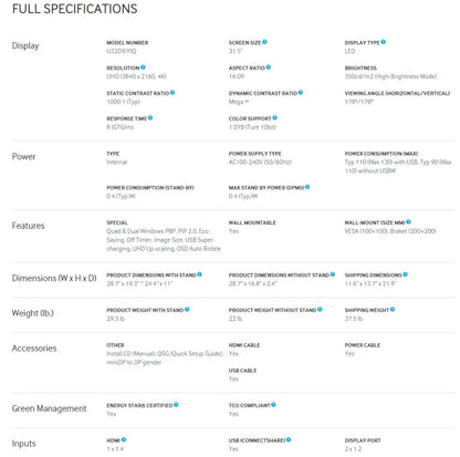 Samsung U32D970Q 32" Professional LED UHD 4K Monitor