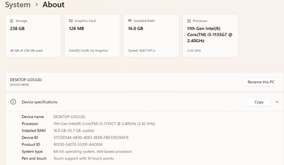 Lenovo ThinkPad X1 Carbon Gen 9 14" UHD Touchscreen Laptop, 16GB RAM, Intel Evo i5 11th Gen, 256GB SSD