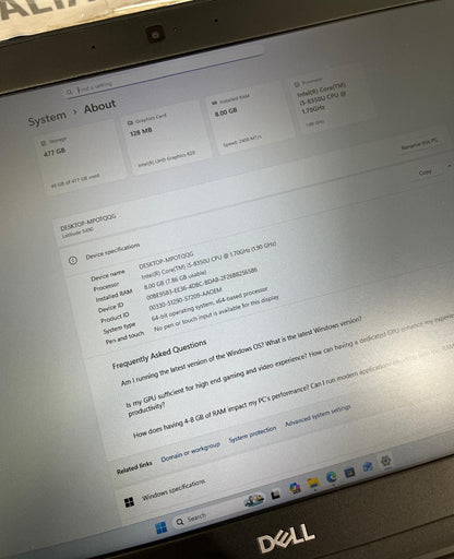 Dell Latitude 5490 14" Laptop, 8GB RAM, i5 8th Gen, 512GB SSD Win 11