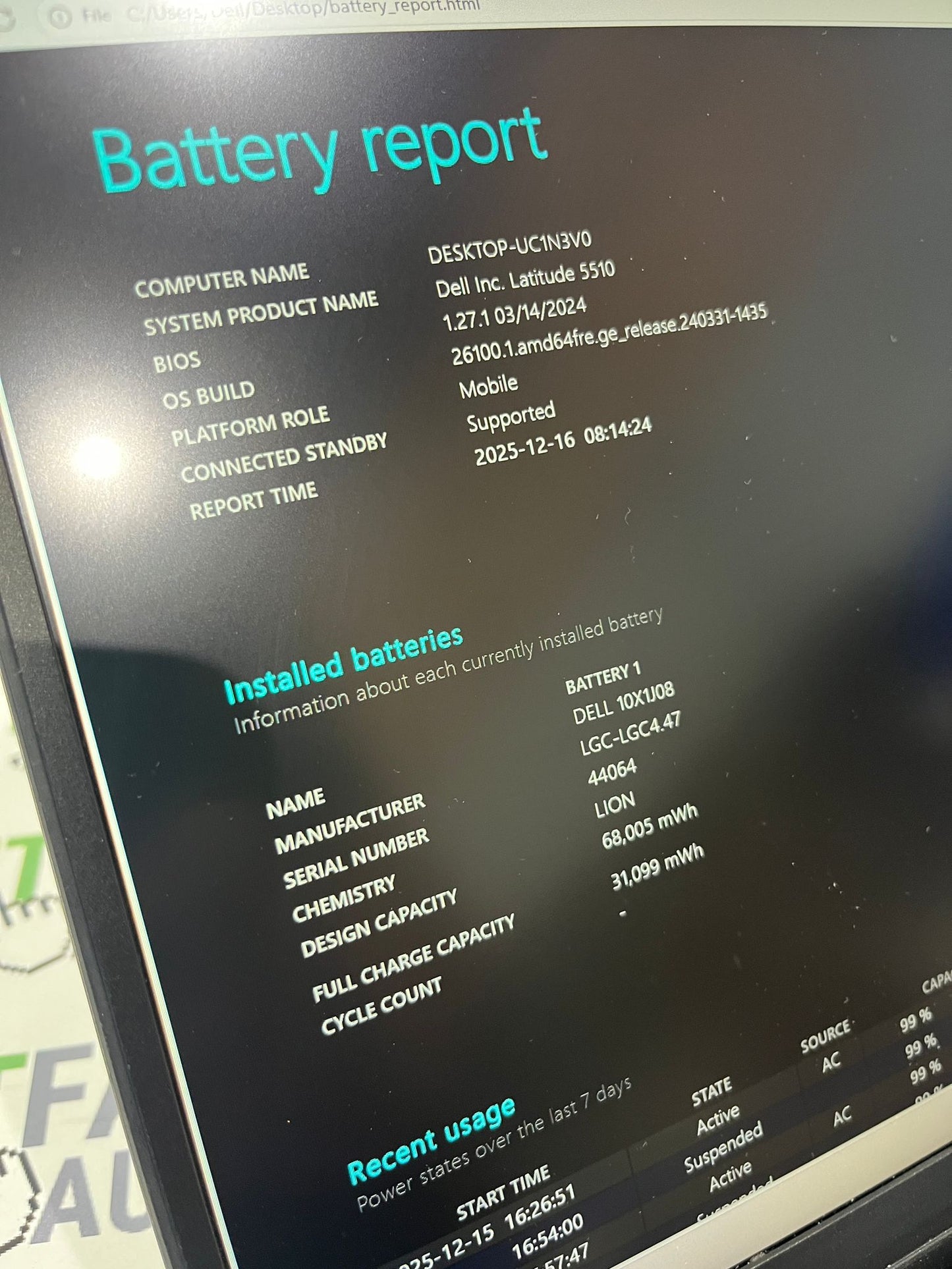 Dell Latitude 5510 15.6" Laptop, 8GB RAM, i7 10th Gen, 128GB SSD