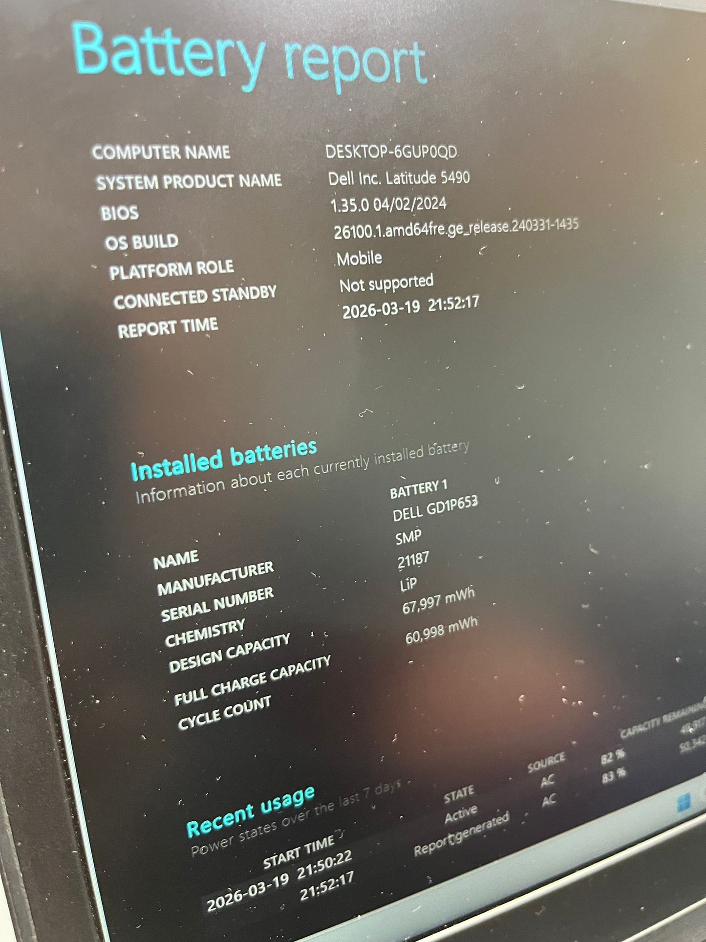 Dell Latitude 5490 14" Laptop, 8GB RAM, Intel Core i5-8350U, 256GB SSD - Faulty USB Port (RHD)