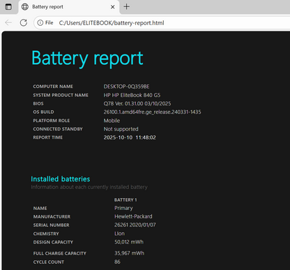 HP EliteBook 840 G5 14" Laptop, 8GB RAM, i7 8th Gen, 128GB SSD