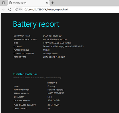 HP EliteBook 840 G6 14" Laptop, 8GB RAM, i5 8th Gen, 256GB SSD